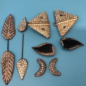 Vintage Art Deco Rhinestone Dress Clip Lot – Matching Sets Period GLAM